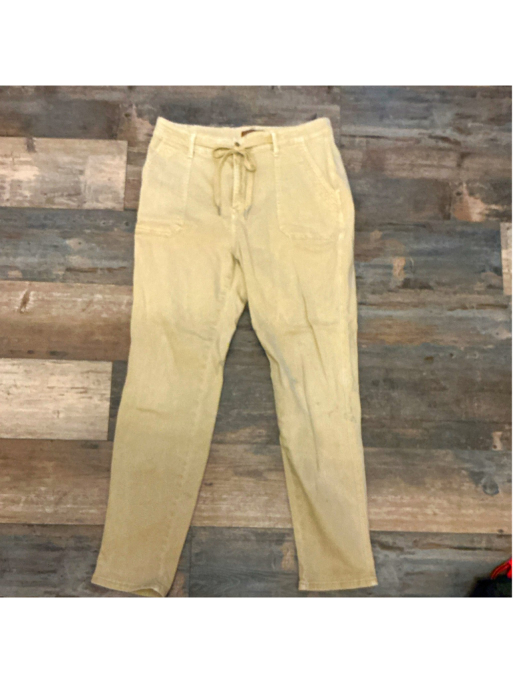 Judy Blue Womens Beige Garment Dyed Skinny Jeans Drawstring Button Size 16